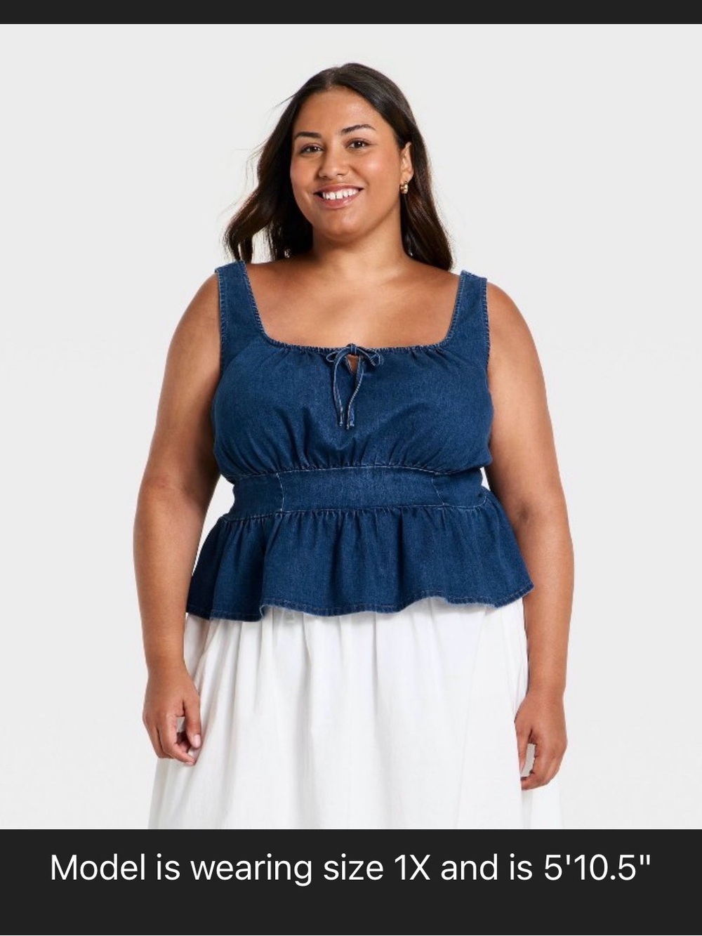 NWT Ava & Viv set top and shorts denim, top size 1X and shorts size 18